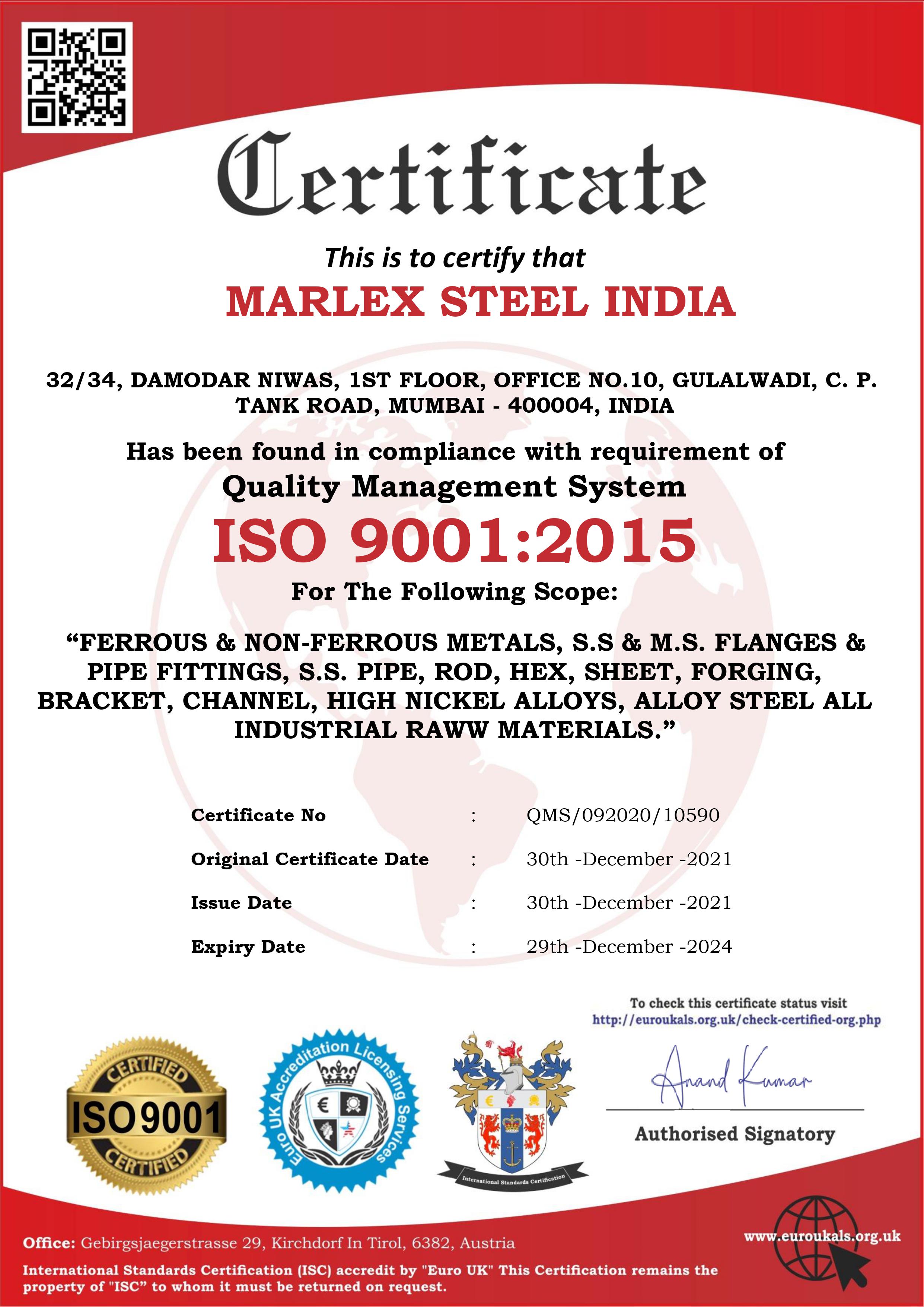 ISO Certificate